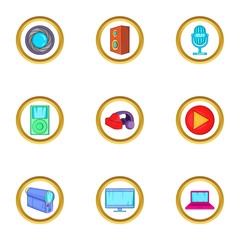 Digital device icons set. Cartoon set of 9 digital device vector icons for web isolated on white background