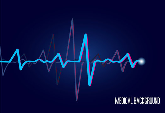 Healthcare medical vector background with heart cardiogram. Cardiology concept with pulse rate diagram