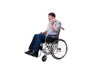 Obraz na płótnie Canvas Man suffering from injury on wheelchair