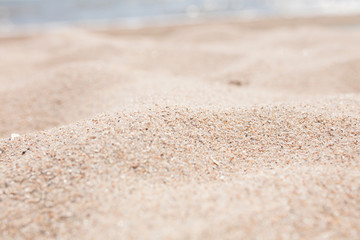 Fototapeta na wymiar Sand close-up, sand texture, empty beach, Sunny day, isolated