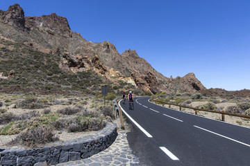 Mountain road in Tenerife. Mountain road, Canary Island Tenerife, Spain. Road to volcano Teide at Tenerife island - Canary Spain..