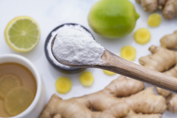 baking and lemon on the wooden table