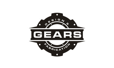 Gear Sprocket Cog Wheel for Automotive Machine Mechanic Industrial Vintage Badge Label Emblem Logo design inspiration