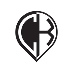 initial letter pin logo black