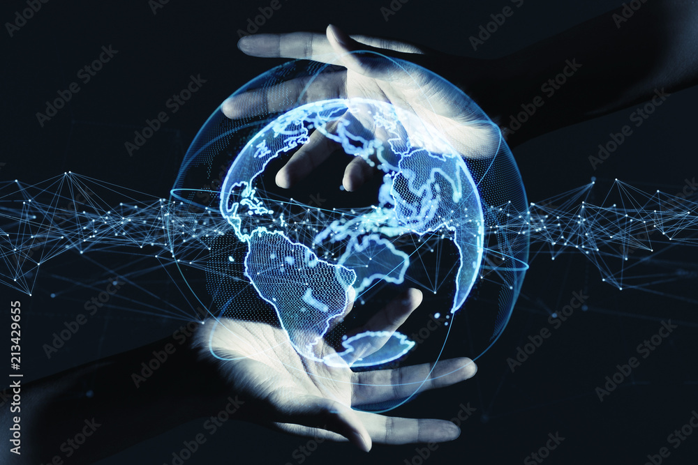 Poster global communication network concept.