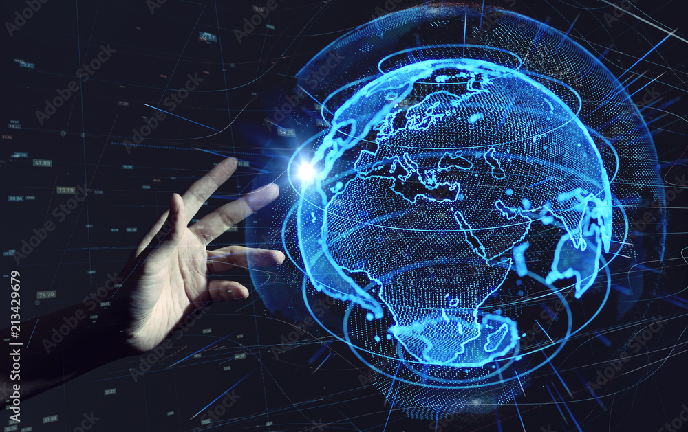 Poster global communication network concept.
