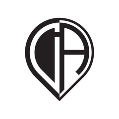 initial letter pin logo black