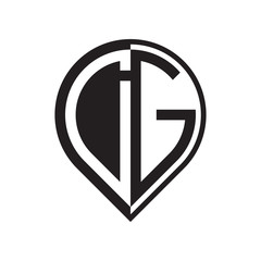 initial letter pin logo black