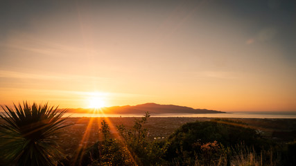 Sunset captured on the hills in Paraparaumu near Wellington, Kapiti coast, North Island of New...