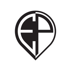 initial letter pin logo black