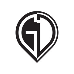 initial letter pin logo black