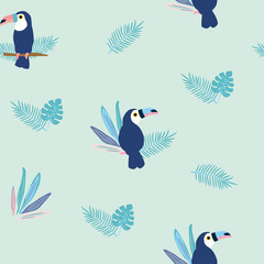 Seamless pattern of toucan