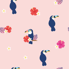 Seamless pattern of toucan