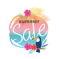 Summer sale illustration with tropical plants