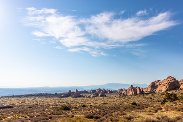 Beautiful view of the Devil's Garden in Arches National Park, Utah