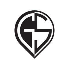 initial letter pin logo black