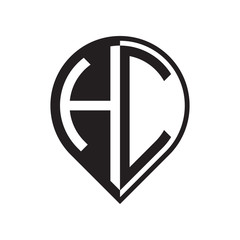 initial letter pin logo black