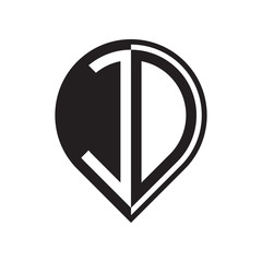 initial letter pin logo black