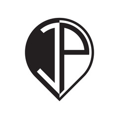 initial letter pin logo black