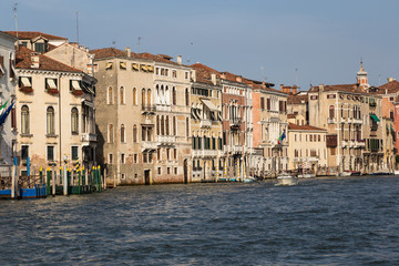 The famous Grand Canal on a sunny day in Venice in north Italy.
