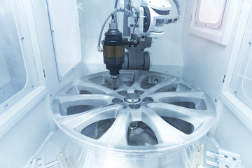 robotic hand machine tool at industrial manufacture factory,Smart factory industry 4.0 concept.