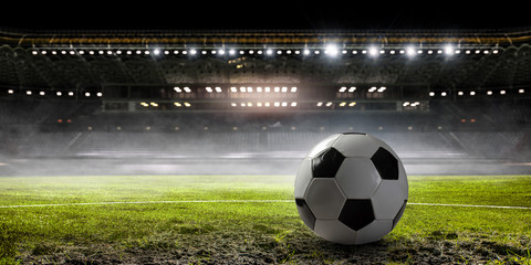 Soccer game concept. Mixed media