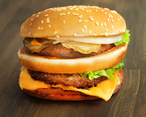 Photo of a macro delicious big burger