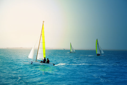 Fototapeta Photo sailing yacht on the Red Sea