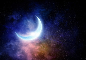 Obraz na płótnie Canvas Romantic moon in sky
