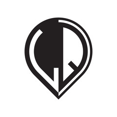 initial letter pin logo black