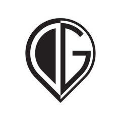 initial letter pin logo black