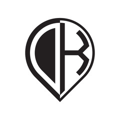 initial letter pin logo black