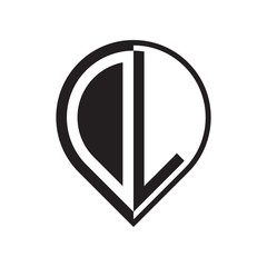 initial letter pin logo black