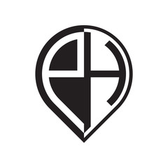 initial letter pin logo black