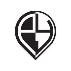 initial letter pin logo black