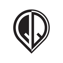 initial letter pin logo black