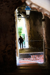 On the streets of the beautiful Mediterranean city of Menton. French Riviera. Cote d'Azur.