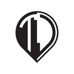 initial letter pin logo black