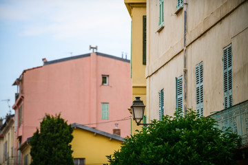 Fototapeta na wymiar On the streets of the beautiful Mediterranean city of Menton. French Riviera. Cote d'Azur.