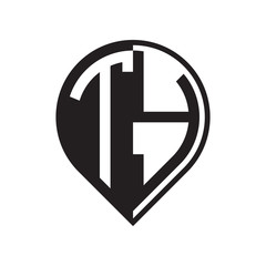 initial letter pin logo black