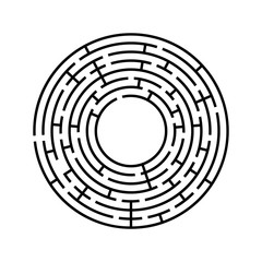 Round labyrinth. An interesting and useful game for children and adults. Simple flat vector illustration isolated on white background.