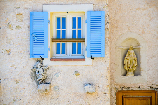 On the streets of a medieval village Gorbio. French Riviera. Cote d'Azur.