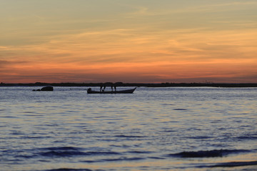 Fototapeta na wymiar Sonnenuntergang, Ngapali-Beach, Ngapali, Thandwe, Rakhine-Staat, Myanmar, Asien