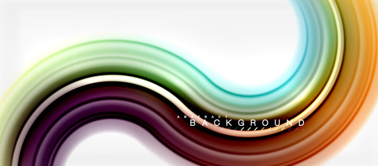 Rainbow fluid color line abstract background - swirl and circles, twisted liquid colours design, colorful marble or plastic wavy texture backdrop, multicolored template for business or technology