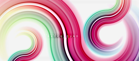 Rainbow fluid color line abstract background - swirl and circles, twisted liquid colours design, colorful marble or plastic wavy texture backdrop, multicolored template for business or technology