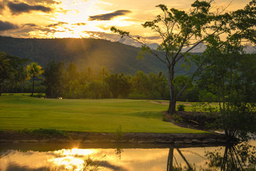 Tropical Sunset on golf course Port Douglas