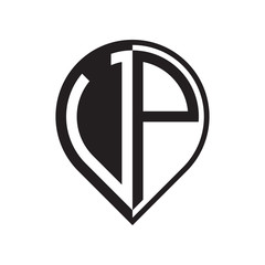 initial letter pin logo black