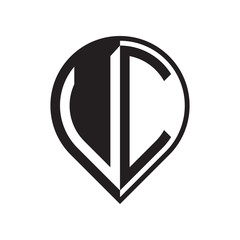 initial letter pin logo black