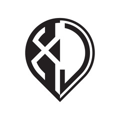 initial letter pin logo black