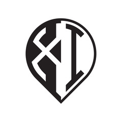 initial letter pin logo black